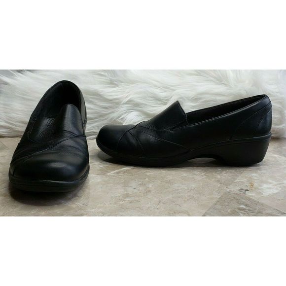 Clarks Shoes - CLARKS Bendables Black Leather Loafers Wedge 6.5M